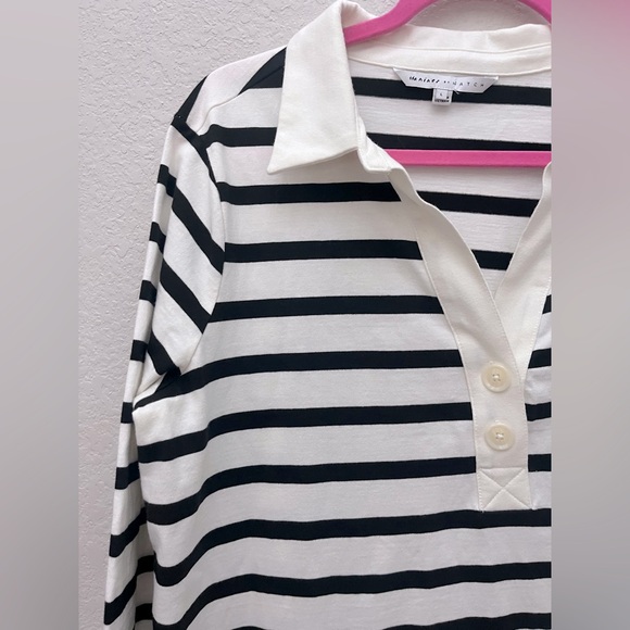 The Nines By HATCH Mini Dress L Striped Polo Collared Maternity Preppy Nautical - Picture 4 of 5